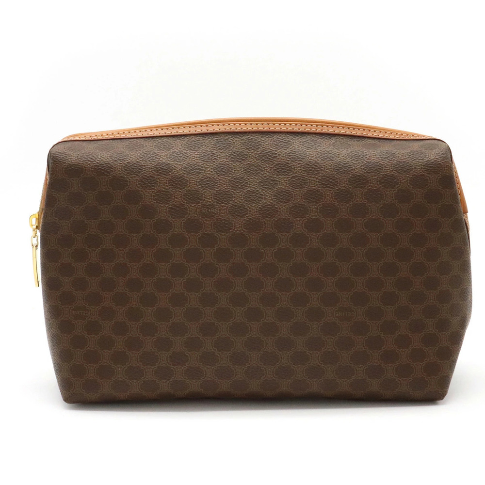 Celine Macadam Pouch Clutch Shoulder Bag dark brown